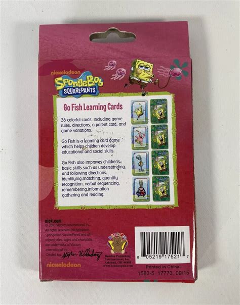 Spongebob Squarepants Go Fish Card Game Includes 36 Cards .